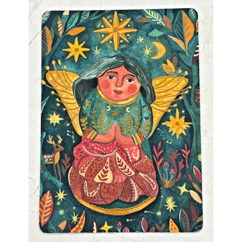 ACEO Art Card Print Folk Art "Feliziana" Celestial Fairy Gouache Mini Signed COA